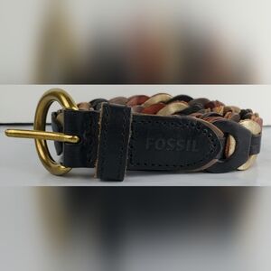 Fossil Womens Braided Leather Multi Color Belt - Size M - EUC